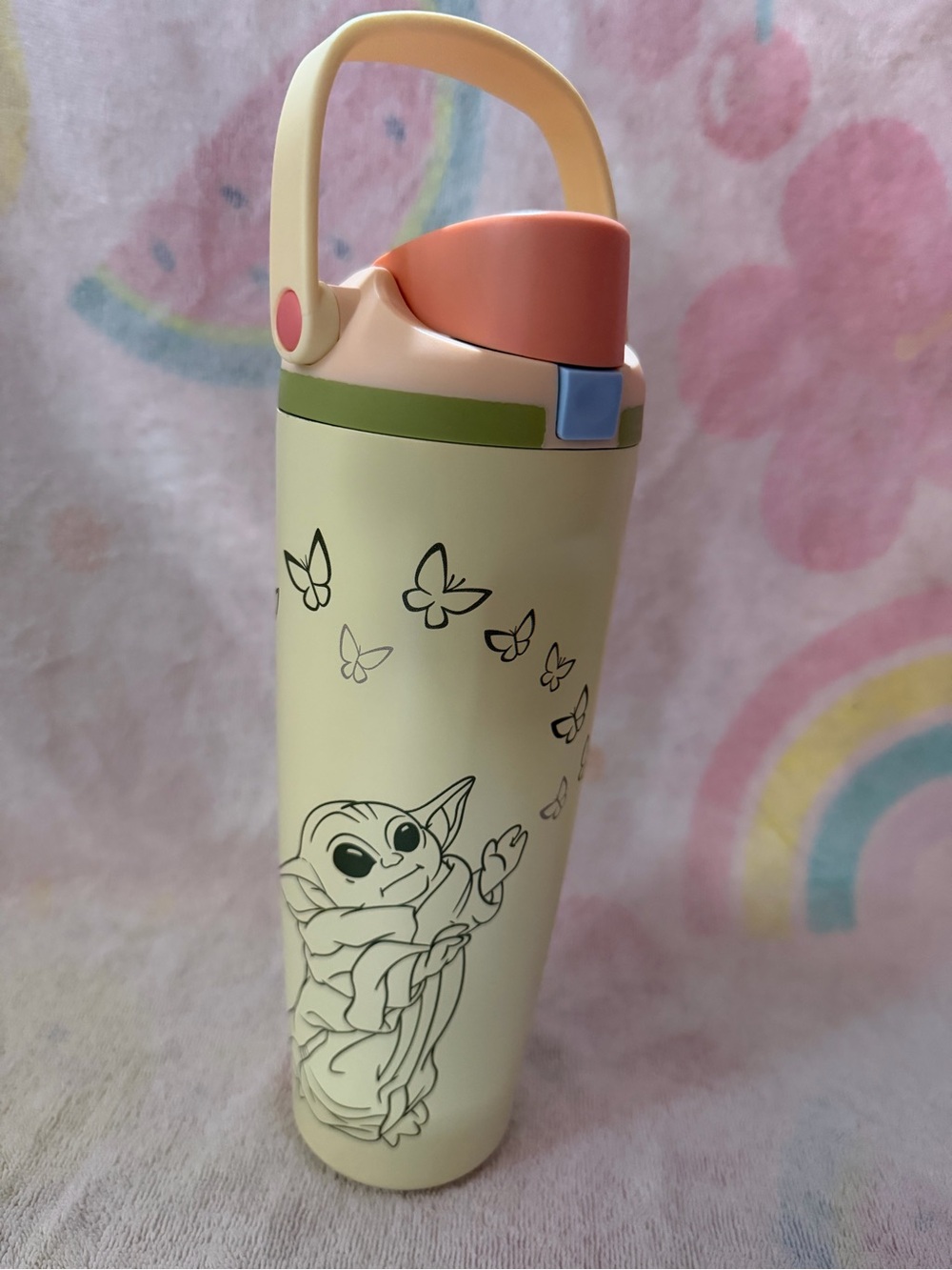 Cream Stainless Water Bottle with Pastel Accent Lid